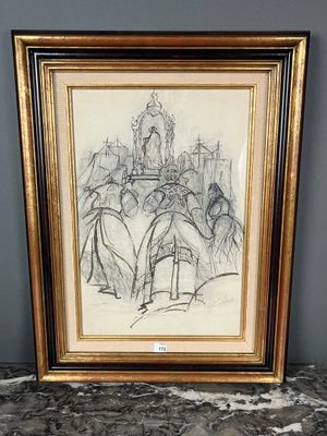 LEDERLE Maurice, 1887-1938. Scène de procession.