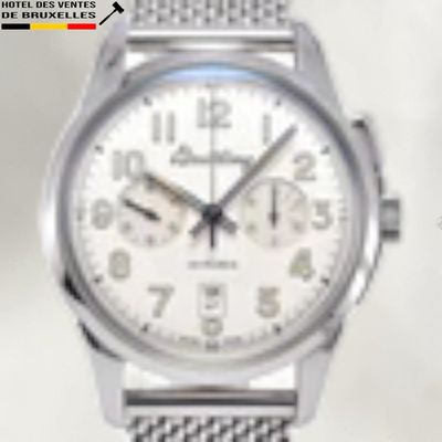an image of a watch with a white face and a silver bracelet
