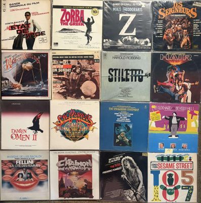 a lot of different records on the wall