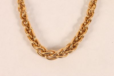 Collier en or jaune 750 ‰ à maille palmier en chute. - Photo 1