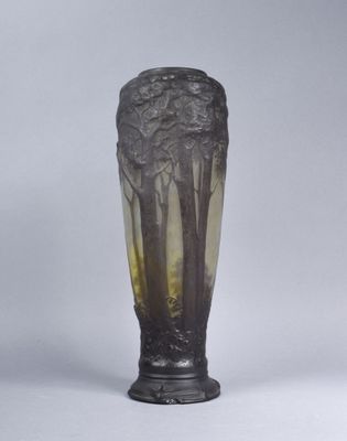 NANCY Important vase en verre marmoréen jaune et beig… - Photo 1