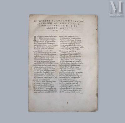 ALAMANNI (Luigi). [Gyrone il cortese.] [Paris], [Regnault et…