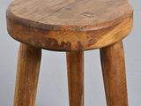 an image of a wooden stool with a wooden seat and legs