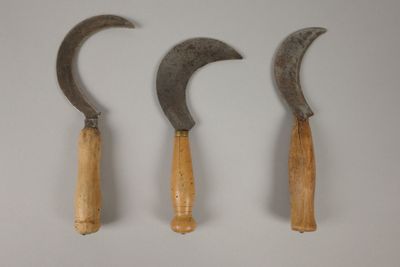 trois types différents de marteaux à manche en bois posés sur une surface blanche