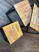 Table gigogne en métal et bois clair en trois parties (photo 2)