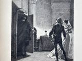 an old picture of a man and a woman dancing in a room