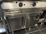 a stainless steel counter top with two ovens