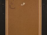 a painting of a black frame with a brown background and a white flower