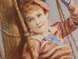 a painting of a young girl on a swing