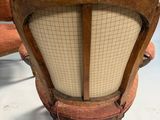pair of antique chairs with upholstered back and upholstered seat