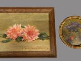 two framed paintings of flowers and a picture of a vase of flowers