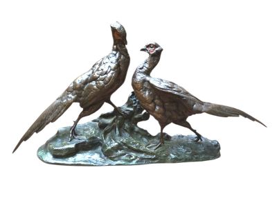 Jules MOIGNEZ, (1835-1894), "Couple de faisans sur un tertre…