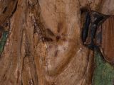 a wooden statue of a man with a cross on his shoulder