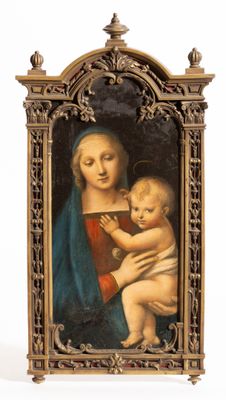 une image d'un tableau représentant une femme tenant un bébé dans ses bras