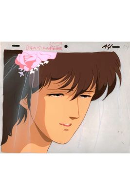 a picture of a young man with a flower in his hair