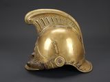 helmet of a roman soldier ' s helmet on a black background