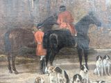a painting of a man on a horse next to a group of dogs