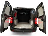 a black van with its doors open on a white background