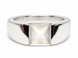 sterling silver ring with a square white stone in the center
