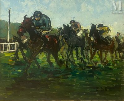 une peinture représentant un groupe de personnes à cheval