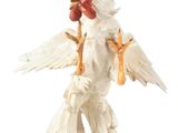 a figurine of a rooster on a white background