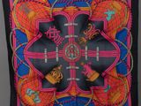 an image of a black and pink scarf with a cross on it