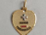 a close up of a heart shaped pendant with a star on it