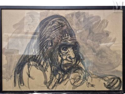 dessin représentant une femme portant une coiffe, réalisé sur une feuille de papier