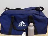 adidas duffel bag and water bottle