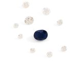 de nombreux diamants sur un fond blanc, entourés d'un anneau bleu