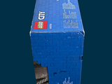 a blue box that is sitting on top of a table
