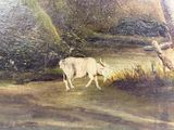 un tableau représentant un mouton qui se promène dans l'herbe