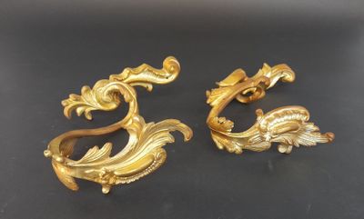 pair of antique gold plated brass wall brackets