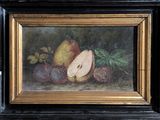 a picture of a painting of fruit on a table