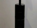 an image of a black vacuum cleaner on a white surface