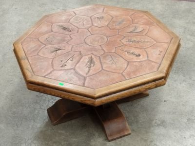 Barrois pour Vallauris, table à plateau en céramique à décor…