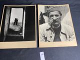 two old black and white photos of a man smoking a cigarette