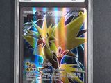 a close up of a card on a table with a black background