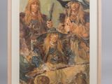a painting of two men dressed as pirates and a dog