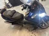 a motorcycle that is parked in a garage