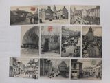 several old black and white photos of people in a town
