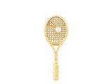 gold plated tennis racket charm with a pearl bead