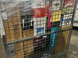 a metal cage with a bunch of boxes in it