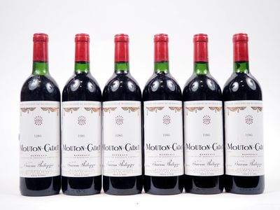 6 Bouteilles Mouton Cadet Baron Philippe Pauillac - 1986 - 1…