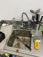 Une plonge en inox à 1 bac et 2 égouttoirs, avec douchette (photo 2)