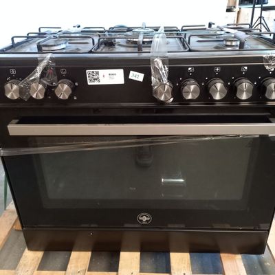 an image of a black stove with four burners
