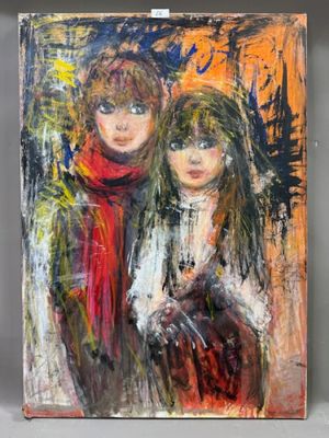 Pierre DURRIEU (1897-1979) - Portrait de deux enfants