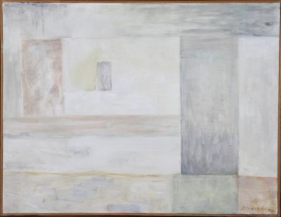 une image représentant un tableau d'une pièce avec une porte et une fenêtre