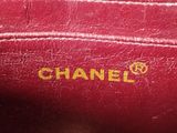 chanel red leather shoulder bag with gold logo