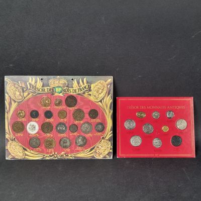 a box of coins and a box of coins on a table